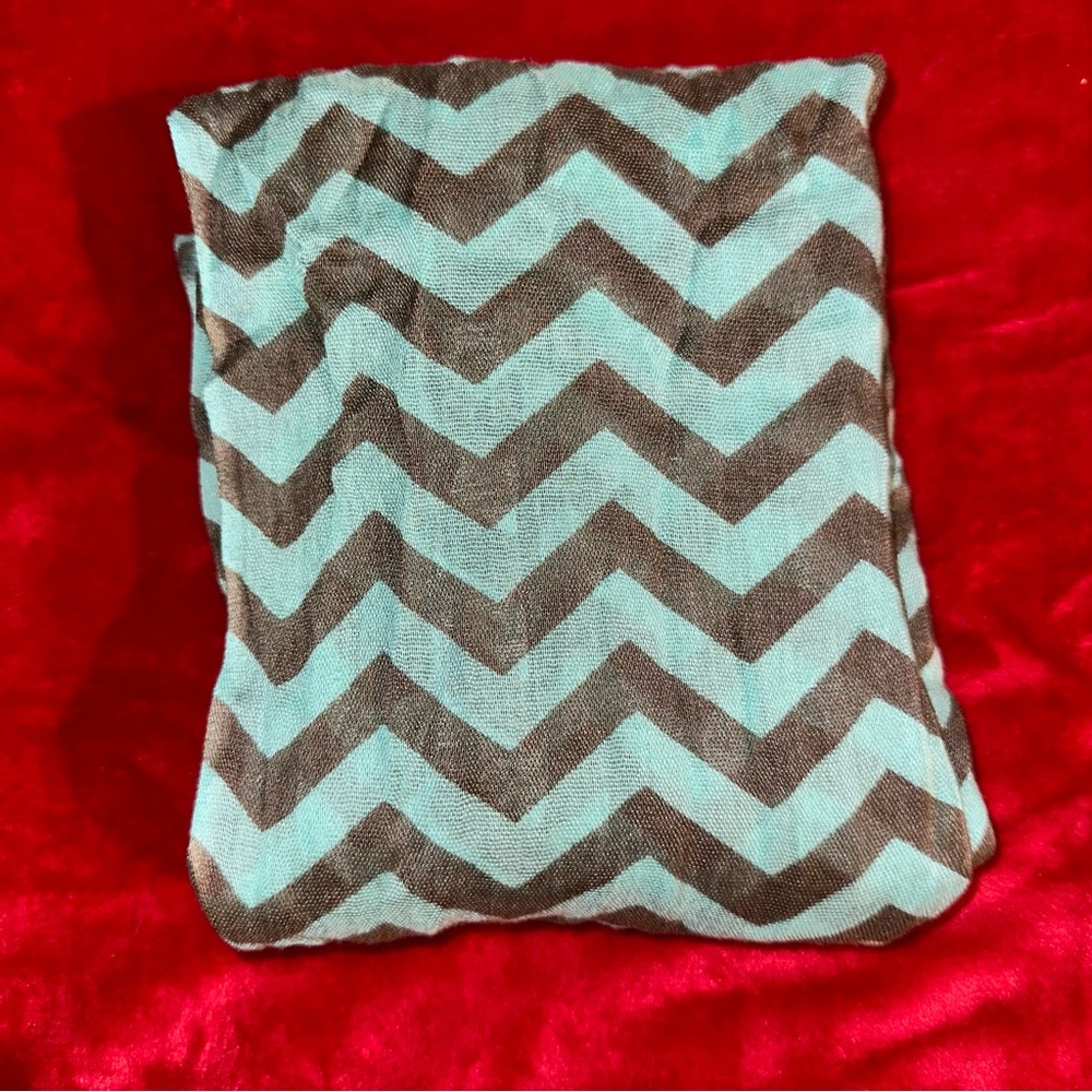 Chevron Light Blue and Brown Scarf - Picture 4 of 4